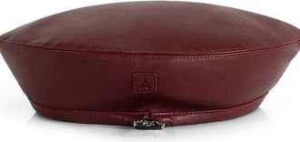 Mani&egrave;re De Voir Anya Leather Beret in Wine Red at Nordstrom