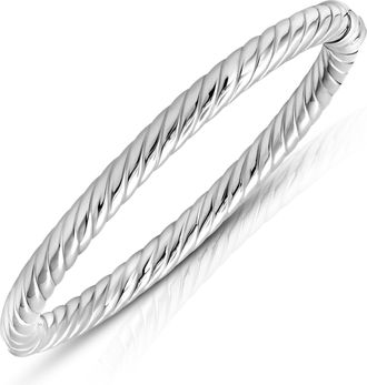 MAX + STONE 925 Sterling Silver 7 Inch Twist Bracelet with Hinged Clasp