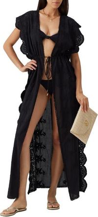 Melissa Odabash Talitha Eyelet Embroidered Cover-Up Dress in Black at Nordstrom, Size X-Large