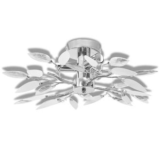 Berkfield Home Ceiling Lamp White & Transparent Acrylic Crystal Leaf Arms 3 E14 Bulbs