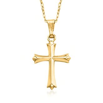 Ross-Simons Childs 14kt Yellow Gold Cross Pendant Necklace