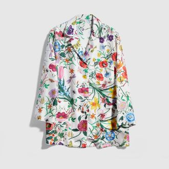 Gucci Printed Silk Twill Shirt, White