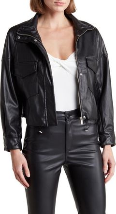 Vigoss Faux Leather Moto Jacket in Black at Nordstrom Rack, Size X-Large
