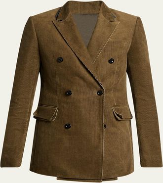 sacai Mens Corduroy Double-Breasted Jacket