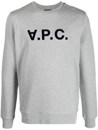 A.P.C. logo-print crewneck sweatshirt - men - Organic Cotton - M - Grey