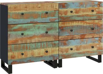 vidaXL Aparadores 2 Unidades Madera Maciza Reciclada 60x33x75 Cm Vidaxl