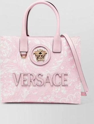 Versace small tote bag medusa print fabric leather