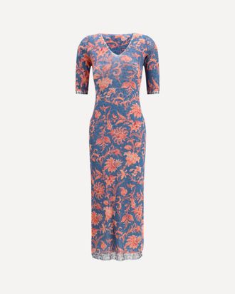 Etro Stretch tulle midi Dress with floral motif Female 44