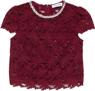 Self Portrait Blouse met kristallen afwerking van kant - Rood