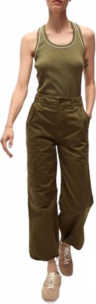 Veronica Beard Birke Tank Top With Contrast Piping Stone Army In Green