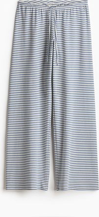 H&M Hose aus Baumwollmix - Weiss/Blau Gestreift