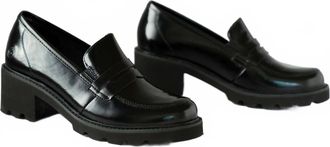 Remonte Womens Leather Loafer Shoes In Black