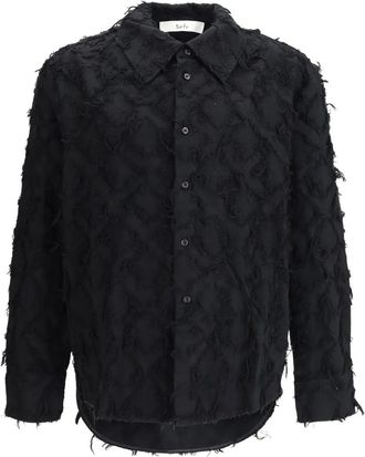 Séfr Wes fringed shirt - men - Cotton - S - Black