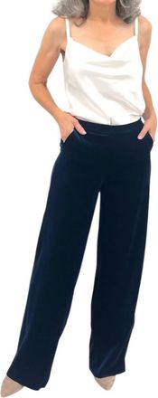 La Petite Robe Di Chiara Boni Nazife Velvet Pants In Blu Notte