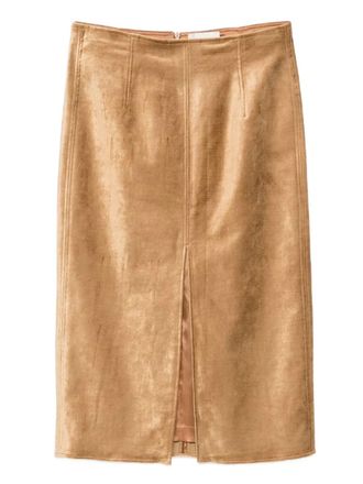 Forte_Forte front-slit skirt - women - Viscose/Cotton/Elastane - II - Brown