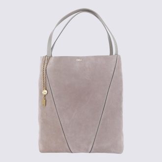 Chlo&eacute; Light Grey Leather Spin Totes