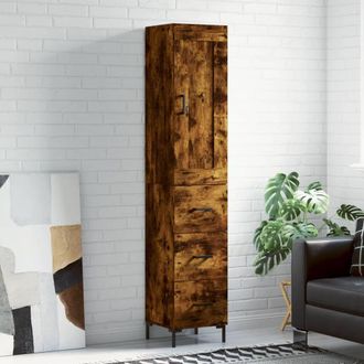 Berkfield Home Highboard Smoked Oak 34.5x34x180 cm Engineered Wood in Brown