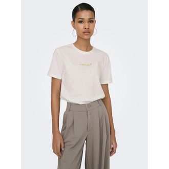 Only T-shirt met opschrift op de borst, korte mouwen