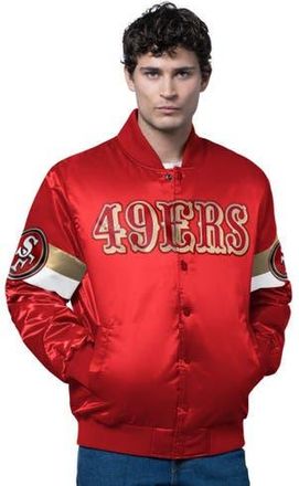 Starter Mens Starter Scarlet San Francisco 49ers Triple Option Satin Varsity Full-Snap Jacket at Nordstrom, Size Xx-Large