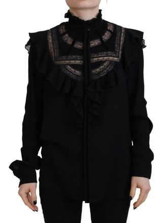 Dsquared2 Dsquared&sup2; Lace Trim Turtle Neck Long Sleeves Womens Top (Pre-Owned)