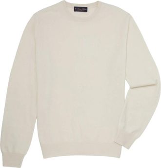 Brooks Brothers Cashmere Trui met Ronde Hals - Heren - Ronde hals truien - Wit - L - Kasjmier - Truien & Vesten