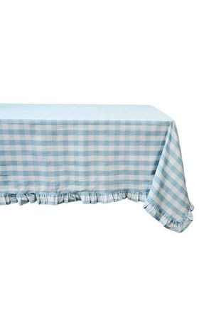 Juliska Gingham Ruffle Cotton & Linen Tablecloth in Ocean at Nordstrom