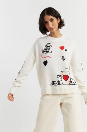 Chinti and Parker Cream Wool-Cashmere Charlies Poker Pals Sweater