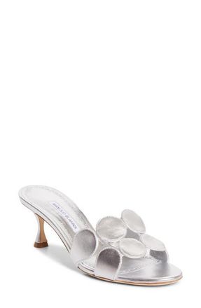 Manolo Blahnik Haribalmu Kitten Heel Sandal in Silver at Nordstrom, Size 9.5Us