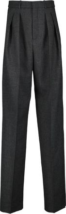 Saint Laurent Straight Trousers, female, Gray, S, Wide Leg Trousers