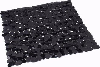 OEM Tappetino Da Doccia In Pvc Effetto Pietra, 100% Pvc, Senza Ftalati, 53 X 53 Cm, Nero. Superficie Antiscivolo Per Sicurezza E Comfort. Facile Da Pulire