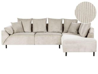 Beliani Sof&aacute; esquinero 4 personas de tejido beige