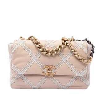 Chanel Pre-owned 19 Flap Bag - Dames - Pre-owned - Beige - Maat: ONE Size Zijde