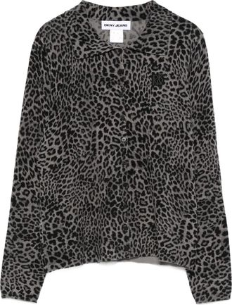 DKNY Vest met luipaardprint en logopatch - Grijs