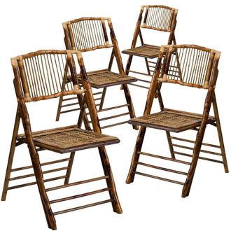 Flash Furniture 4 Pk. American Champion Bamboo Folding Chair