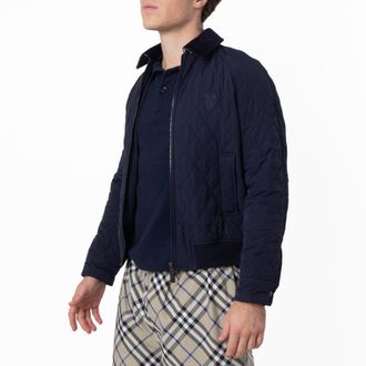 Burberry Logo-Embroidered Quilted Jacket, Size X-Small