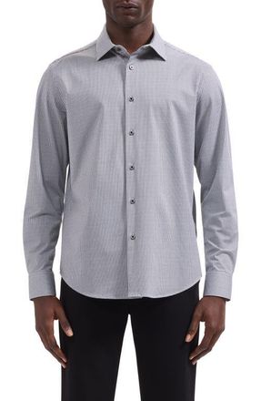 Bugatchi James OoohCotton Geometric Print Button-Up Shirt in White at Nordstrom, Size Xxx-Large