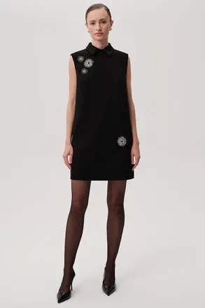 Exquise Sleeveless Shirt Collar Dress in Black at Nordstrom, Size X-Small