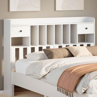 Berkfield Home Headboard with Storage White 160 cm Solid Wood Pine