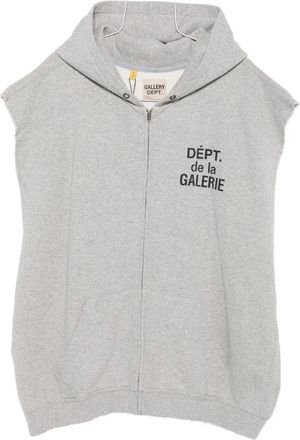 Gallery Dept. logo-print sleeveless hoodie - men - Cotton - S - Grey