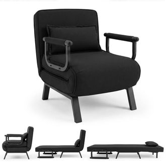 Costway Costway Convertible Sleeper Chair Folding Sofa Bed with Adjustable Backrest in Black