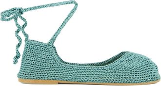 Kashura crochet lace-up ballet flats - women - Viscose/Rubber/Cotton/Fabric - 40 - Blue