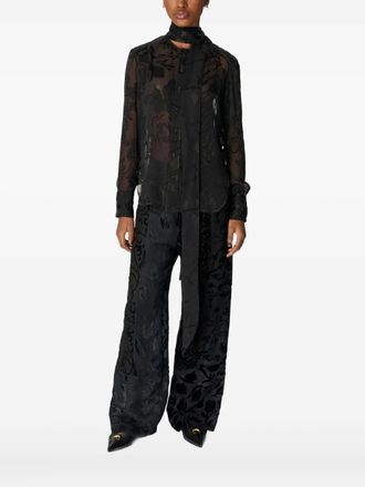 Marine Serre floral-print silk scarf blouse - Black