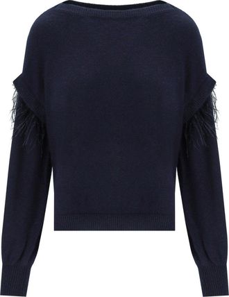 Twin-Set MAGLIONE CON PIUME BLU TWINSET