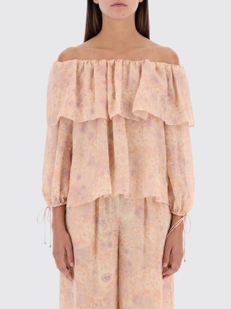 Chlo&eacute; Floral Embroidered Silk Blouse with Long Sleeves