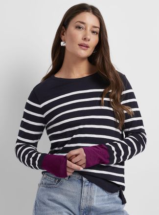 Contemporaine Womens Striped slub organic cotton T-shirt
