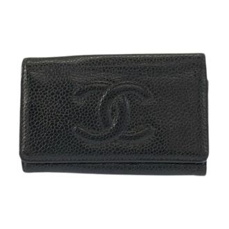 Chanel Pre-owned Leren Coco Mark Sleutelhoes - Dames - Pre-owned - Zwart - Maat: ONE Size Leer