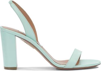 Aquazzura So Nude Block Sandal 85 - Dames - Sandalen met hakken - Blauw - 38 1/2 EU - Leer - Schoenen