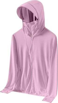 Generic Womens UV Protection Hooded Jacket - Ice Silk Sun Shirt with Detachable Face Cover, Lightweight Zip-Up Design, Outdoor Activewear for Hiking & Travel 