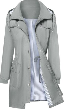Generic Womens Trench Coats Uk Waterproof Longline Rain Jacket Outdoor Trendy Casual Hooded Windproof Raincoats Drawstring Sports Windbreak Elegant Active Hik