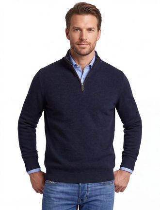 Casamoda Casa Moda donkerblauw half-zip trui wol